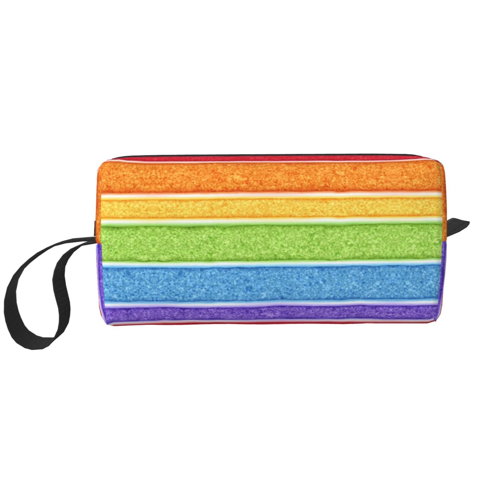 Rainbow Cake Colorful Makeup Bag Organizer Small Cosmetic Bags Portable Travel Toiletry Bag With Handle Simple Accessories Storage Zipper Pouch For