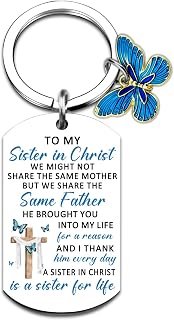 Christian Gifts for Women Sisters In Christ Religious Gift for Sister In Christ Faith Based Gifts for Women Baptism Friendship Birthday Gift for Friends Sisters Cross Keychain