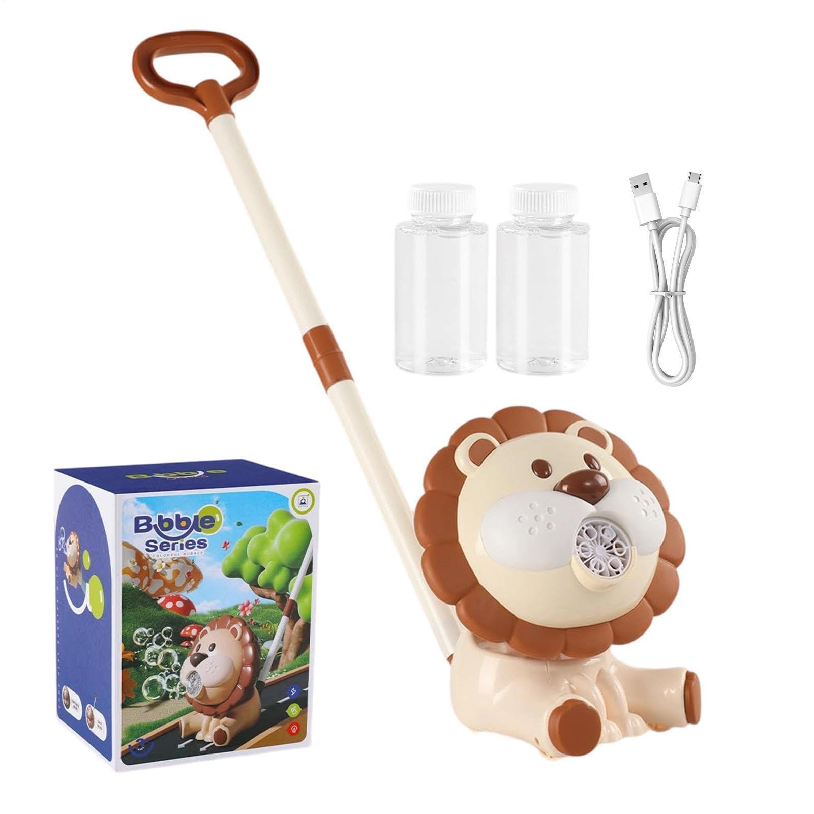 Bolle di sapone tosaerba a forma di leone, divertente giocattolo automatico in schiuma | Macchina per bolle di sapone ricaricabile per bambini, per doccia, bagno, festa di compleanno, giardino