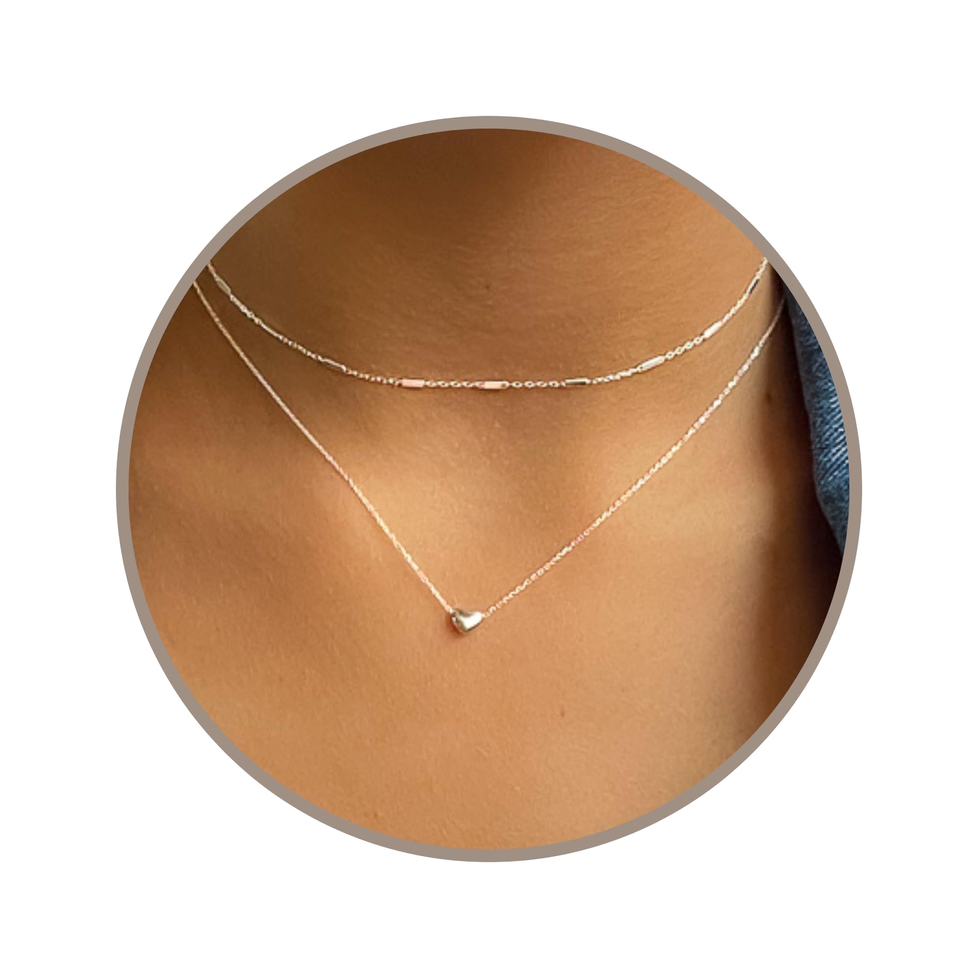 Annika Bella Silver Necklace Stack, Heart Necklace, 925 Tubes Chain Choker, Minimalist Chokers for Women, Valentines Day Gifts