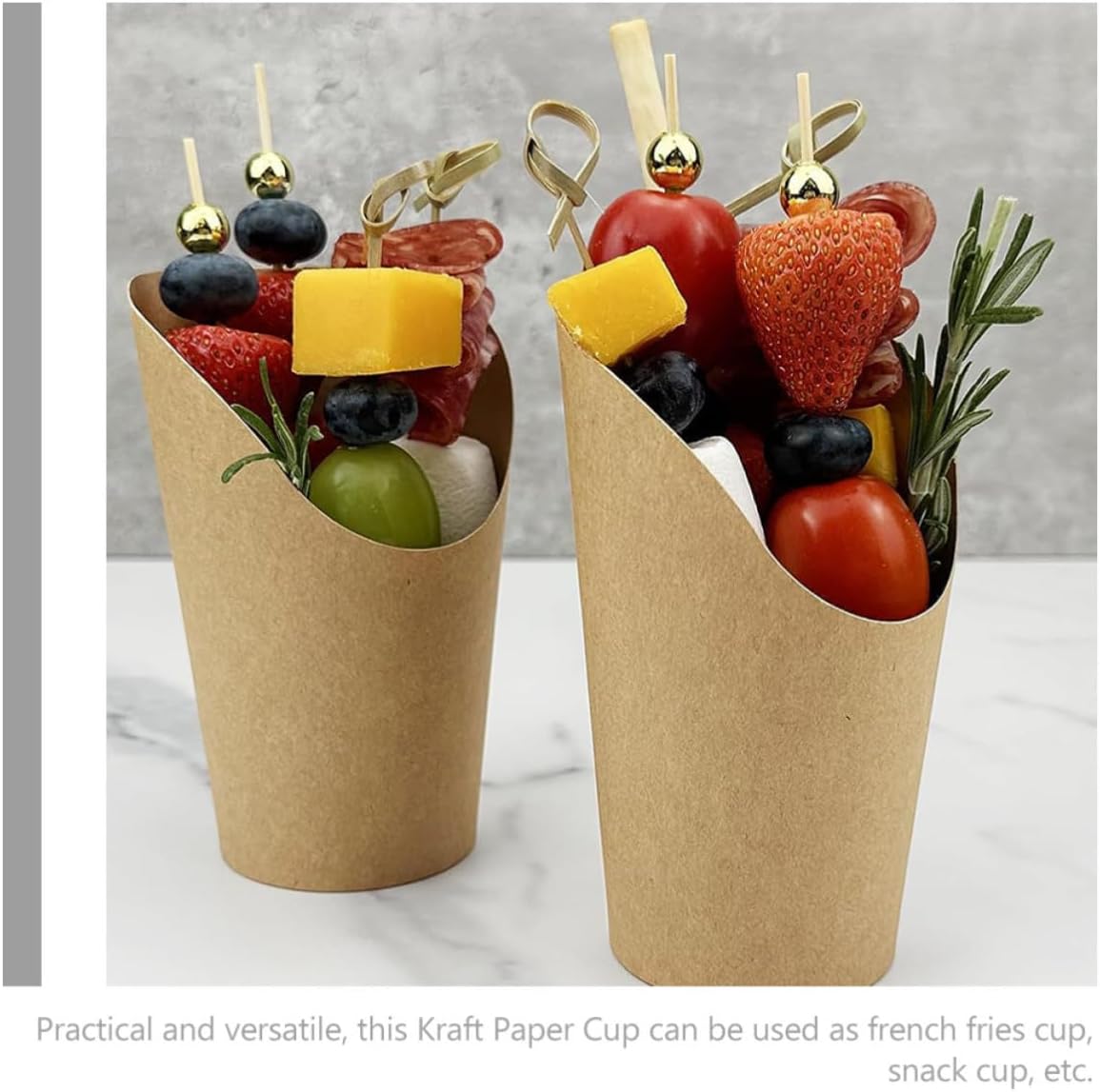 French Fries Holder Set Creative and Adorable Kraft Paper 12 Oz with Food Picks, Disposable Snack Cups Candy and Snack Containers for Parties and Birthdays
