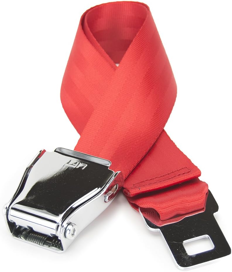Airplane Fashion Belt #1 Favorite Unique Seat Belt Buckle Design - Fire Red. XX-Large Size.