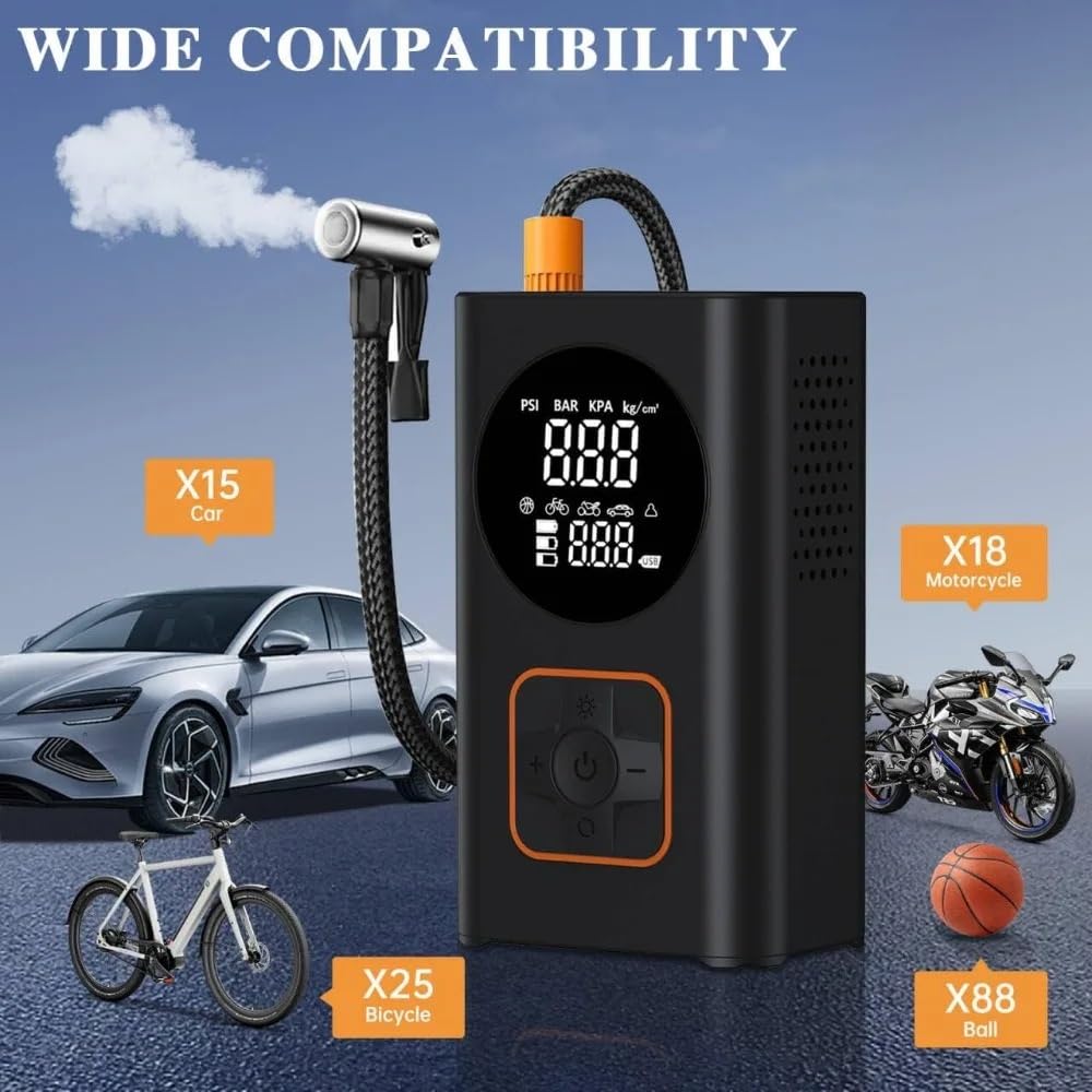 Compressore d'Aria Portatile per Auto Senza Fili