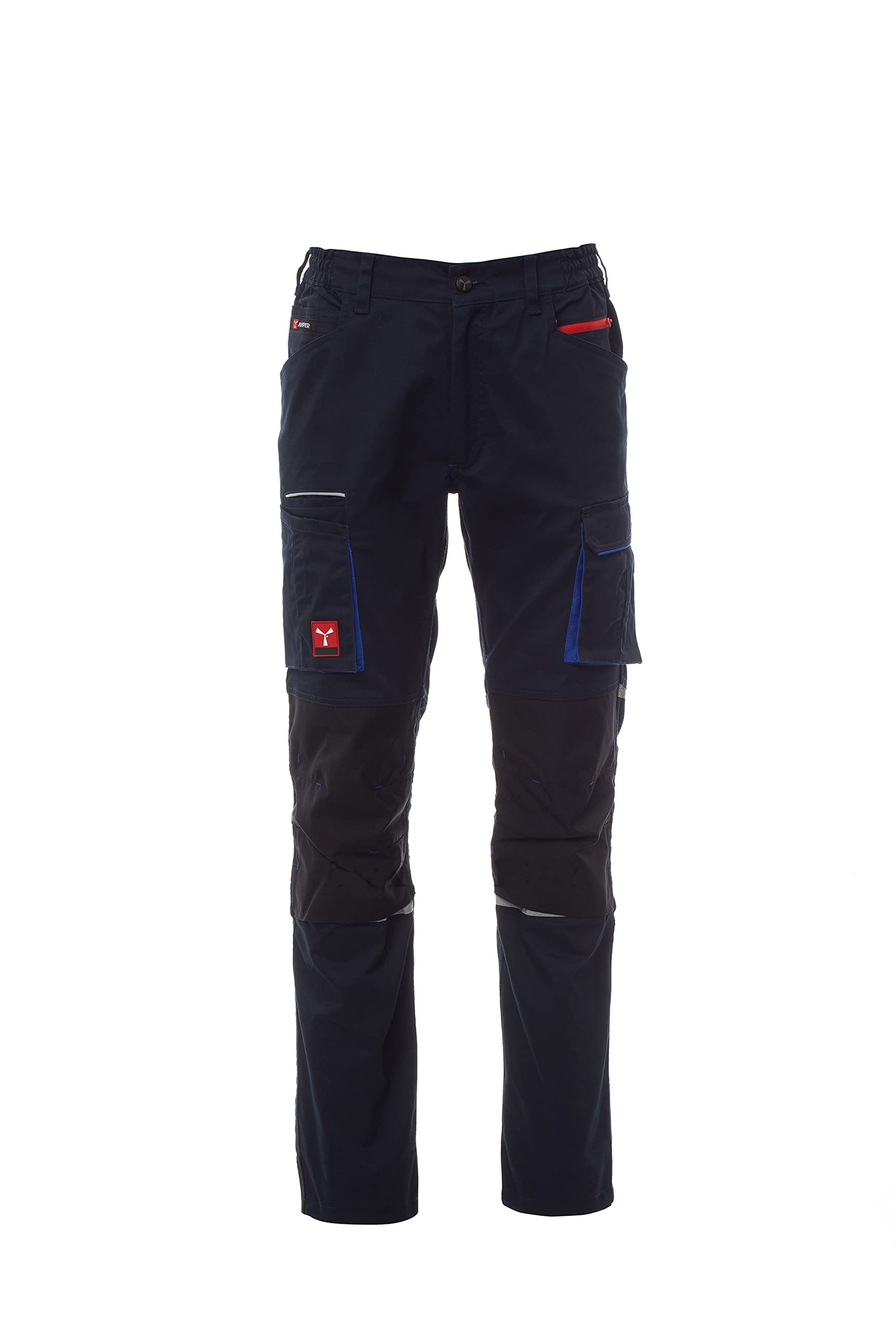 PAYPER NEXT400 Arbeitshose multifunktionale Stretch-Unisex-Hose Twill mit 30% Baumwolle und 20% innovativem Elastomultiester 7 Taschen und Reißverschluss Navy Blue/Black 52
