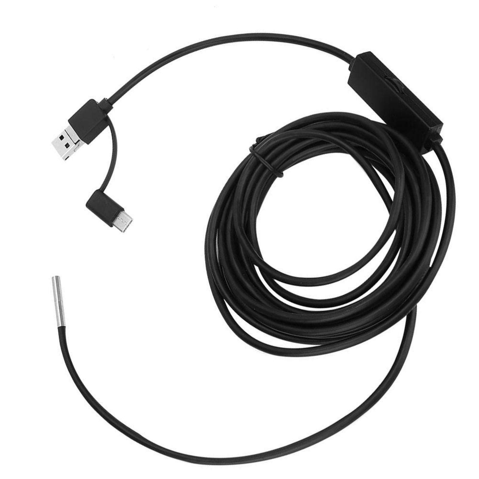 Endoscopio impermeabile,Micro USB/Tipo-C/USB interfaccia,Obiettivo da 3,9 mm Cavo serpente ad alta definizione per dispositivo Smartphone Tablet(5m)