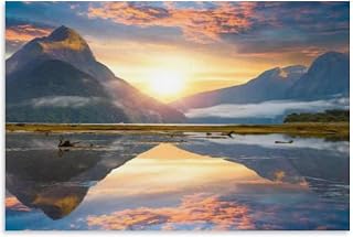 Canvas Wall Art The Milford Sound Fiord Fiordland National Park New Zealand Canvas Prints Unframed Painting Modern Artwork Abstract Stretched Poster Home Decoration Unique Gift20x30inch(50x75cm) Unfra