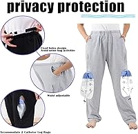 Vista 4 de Lmaray Bolsa de pierna para catéter, pantalones, bolsas de nefrostomía, bolsa de orina, soporte para ostomía con bolsillos dobles, color gris