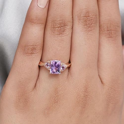 Miniatura 2 de Shop LC Purple Amethyst Promise Engagement Rings for Women 14K Rose Gold Plated 925 Sterling Silver Bride Amethyst Ring Birthday Gifts for Women