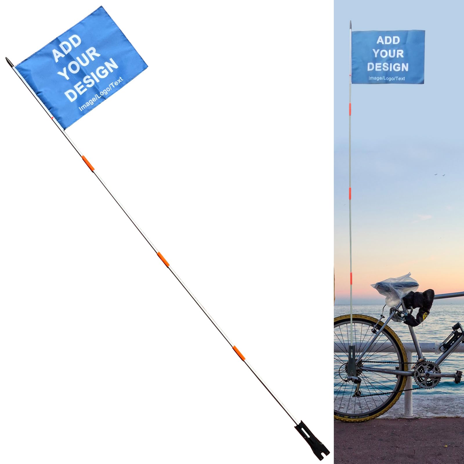 Benutzerdefinierte Fahrradflaggen mit Stange, benutzerdefinierte Fahrrad-Sicherheitsflagge, Ersatz-Wimpelstreifen für Outdoor-Radfahren (Stil 3)