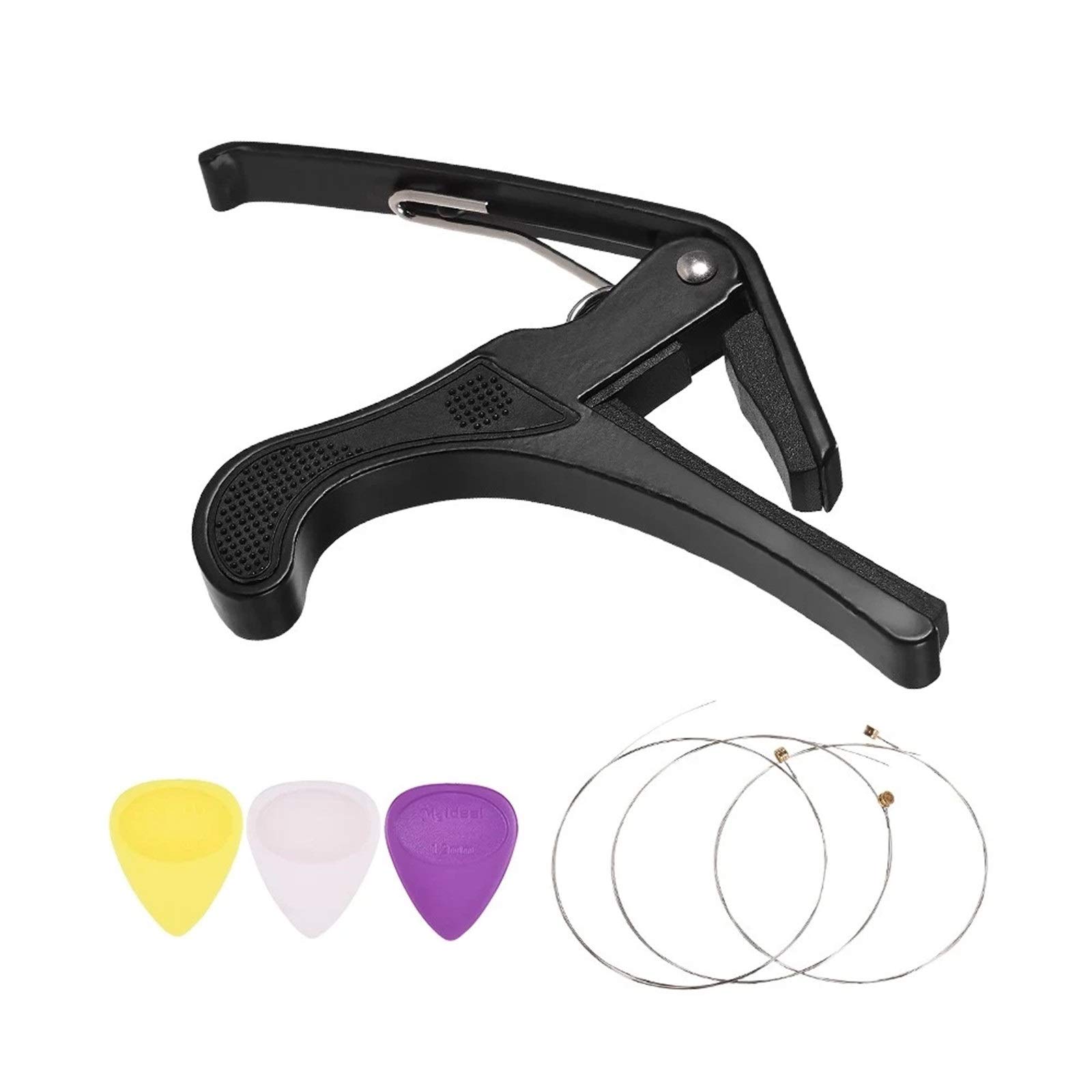 BAtlam Capotasto per Chitarra elettrica Acustica Capotasto per Chitarra elettrica con Porta Plettri (Color : Black, Size : One Size) (Black One Size)