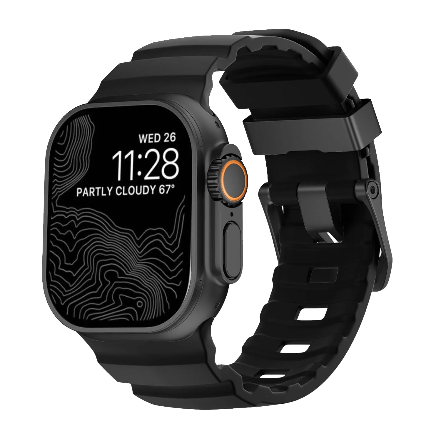 Rocky Point Adventurous Rugged Silicone Watch Strap Band Compatible with 42/44 / 45/46 / 49mm Bands With Titanium Metal Buckle For Apple Watch ultra 3 2 11 10 9 8 7 6 5 4 SE 3-image-7
