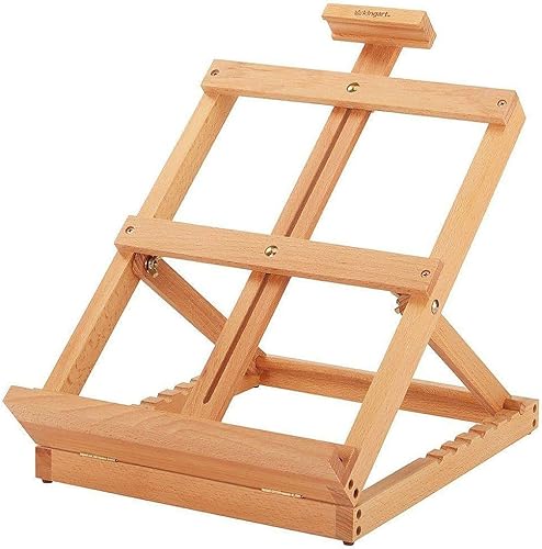 Miniatura 9 de KINGART 705N Caballete de mesa con marco en H para artistas, con capacidad para lienzo de hasta 23 pulgadas, madera maciza, portátil y ajustable,