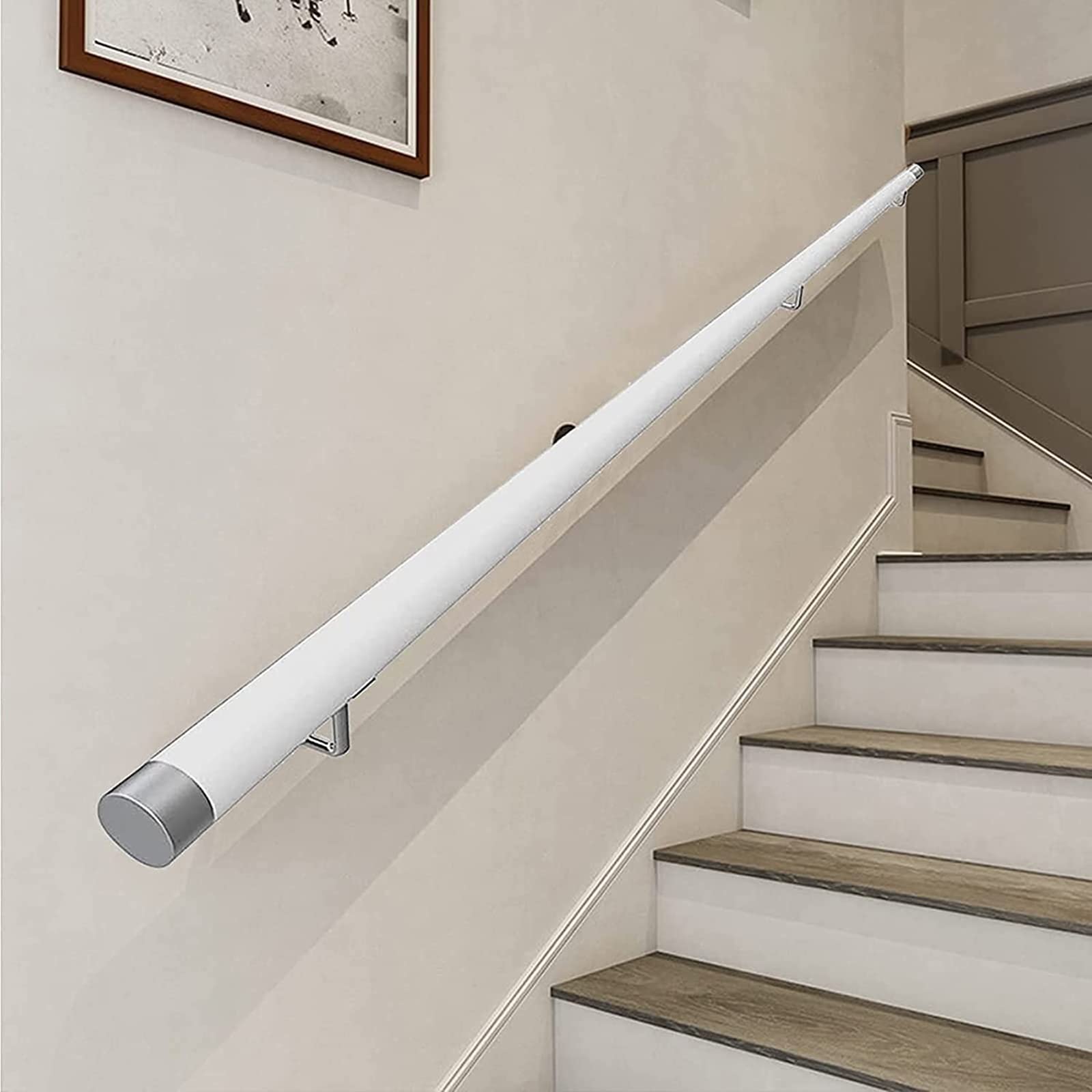 Kit complet rampe d'escalier blanche avec embouts antidérapants