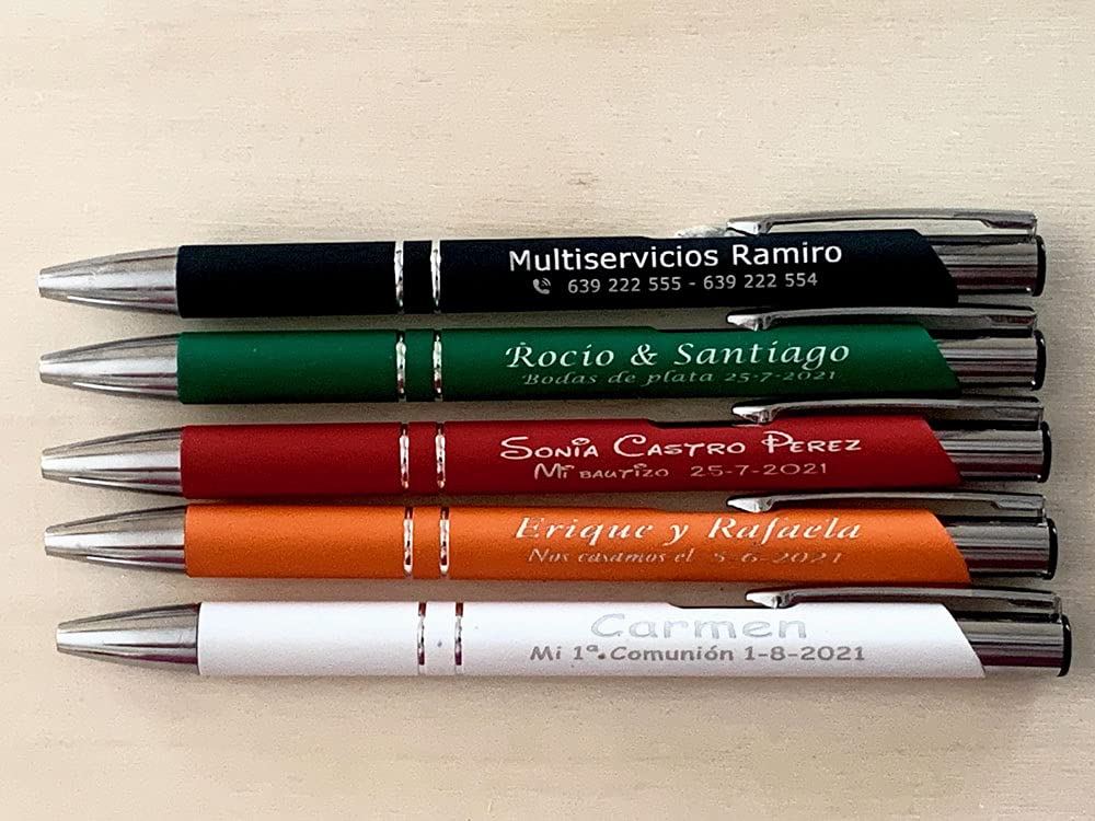 Regalo Grabado Bolígrafos personalizados metal con suave tacto de goma en color mate. Pack unidades (100)