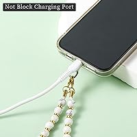 Vista 3 de Correa de teléfono con cuentas de mármol, cordón para teléfono celular con lengüeta de sujeción, cadena de teléfono, correa de muñeca manos libres