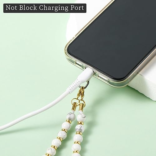 Miniatura 3 de Correa de teléfono con cuentas de mármol, cordón para teléfono celular con lengüeta de sujeción, cadena de teléfono, correa de muñeca manos libres,