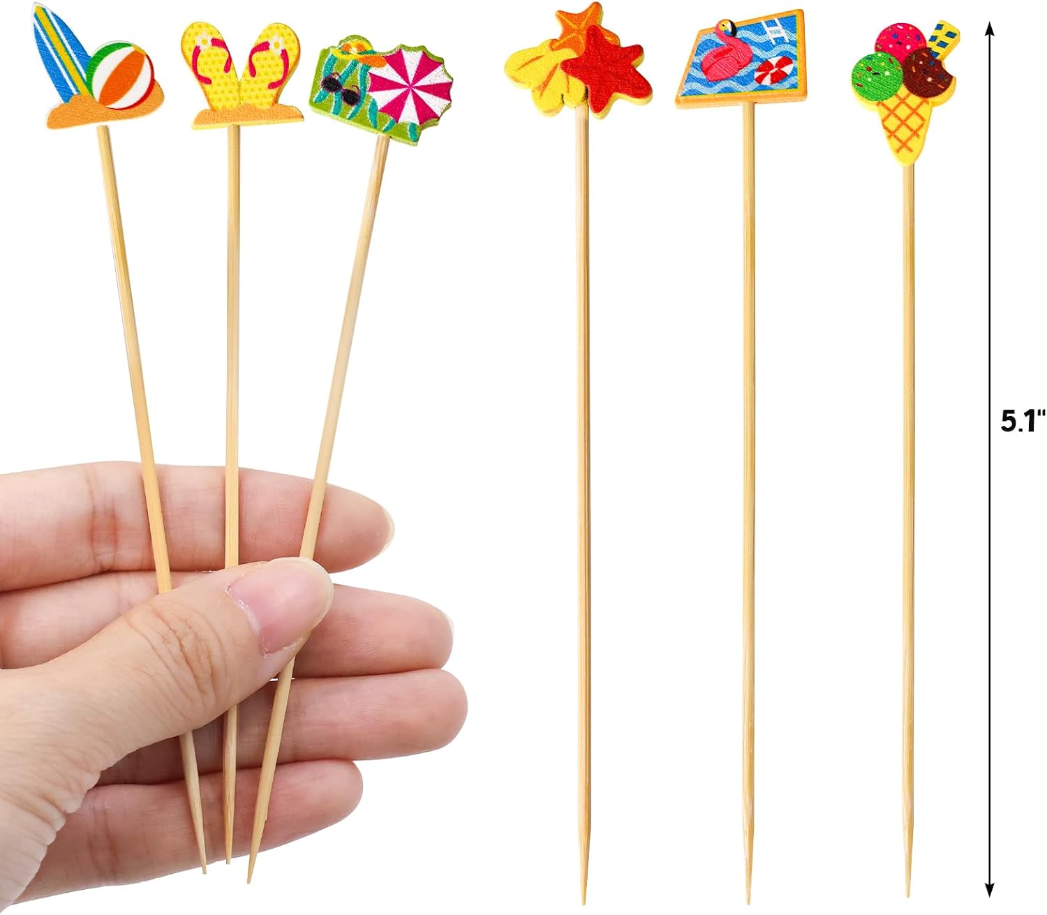 WorldBazaar Pool Party Cocktail Picks 120 PCS Summer Appetizers Toothpicks