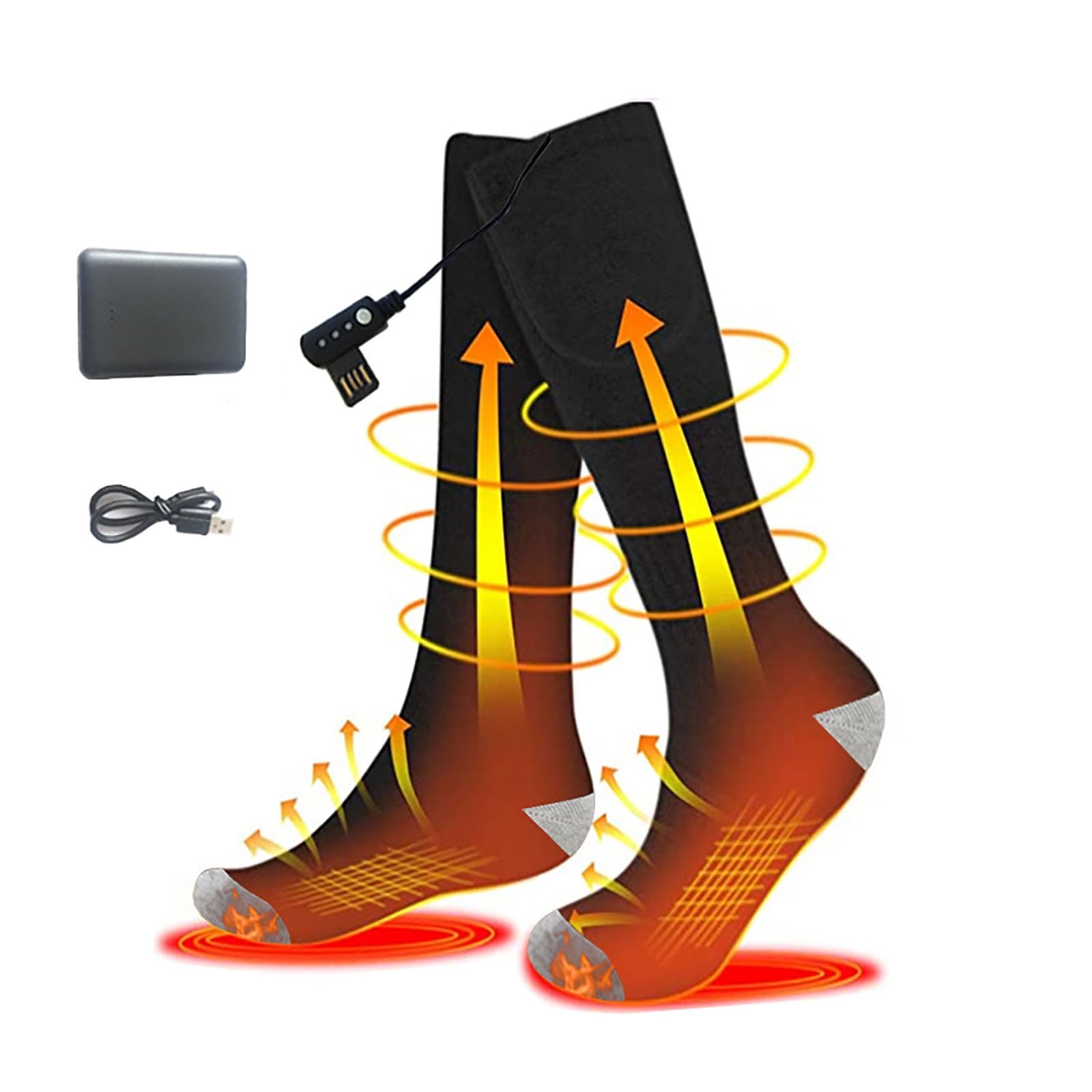 Calcetines calefactables eléctricos recargables, calcetines calefactores, 4000 mAh 5 V/2 A hombres mujeres senderismo calentadores de pies, control de temperatura de 3 velocidades for motocicleta camp