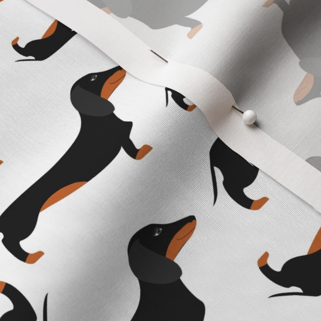 Spoonflower Fabric - Black Dachshunds Dog Dachshund German Pet Puppy Wiener Retro Printed on Cotton Poplin Fabric by The Yard - Sewing Shirting Quilting Dresses Apparel Crafts