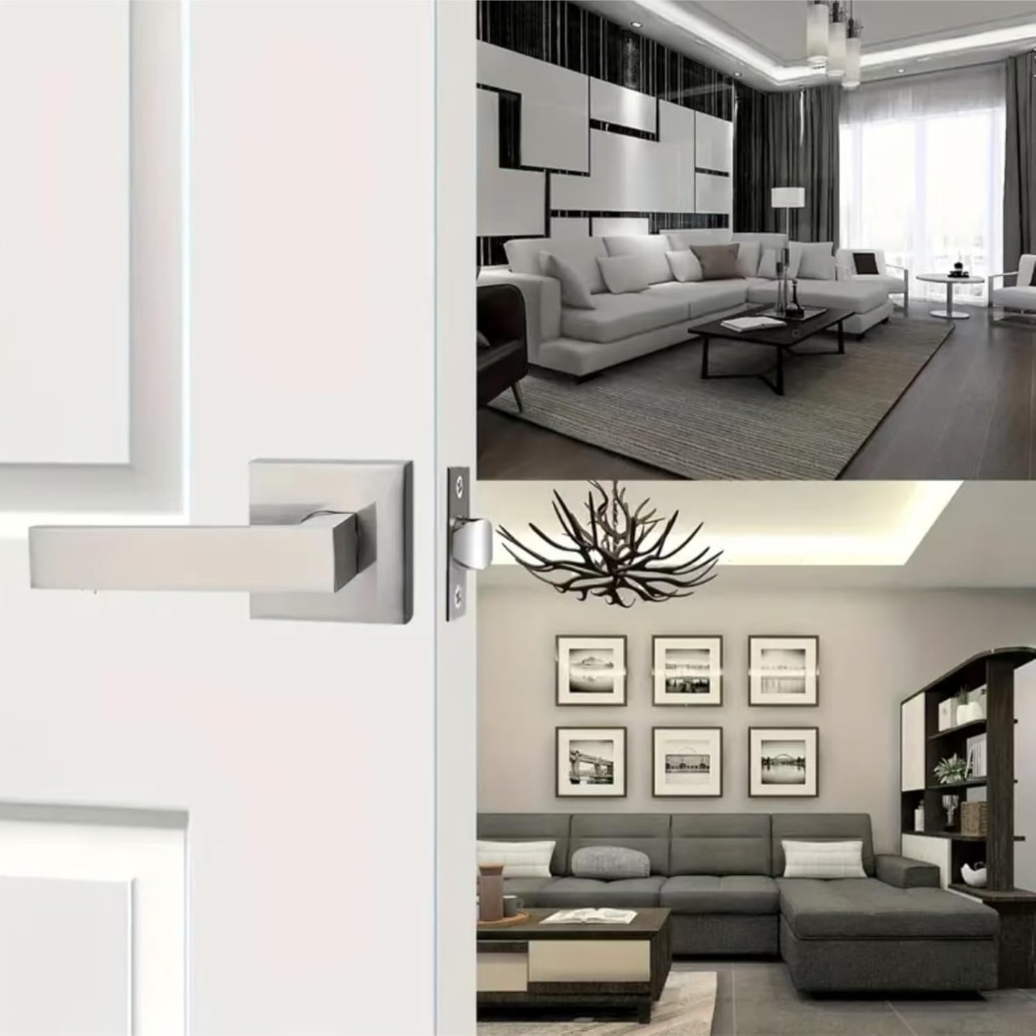 Door knob 1 Pack Door Lever Handle Lockset Doob Knob for Use of Entry Keyless for Bedroom Bathroom Contemporary Design