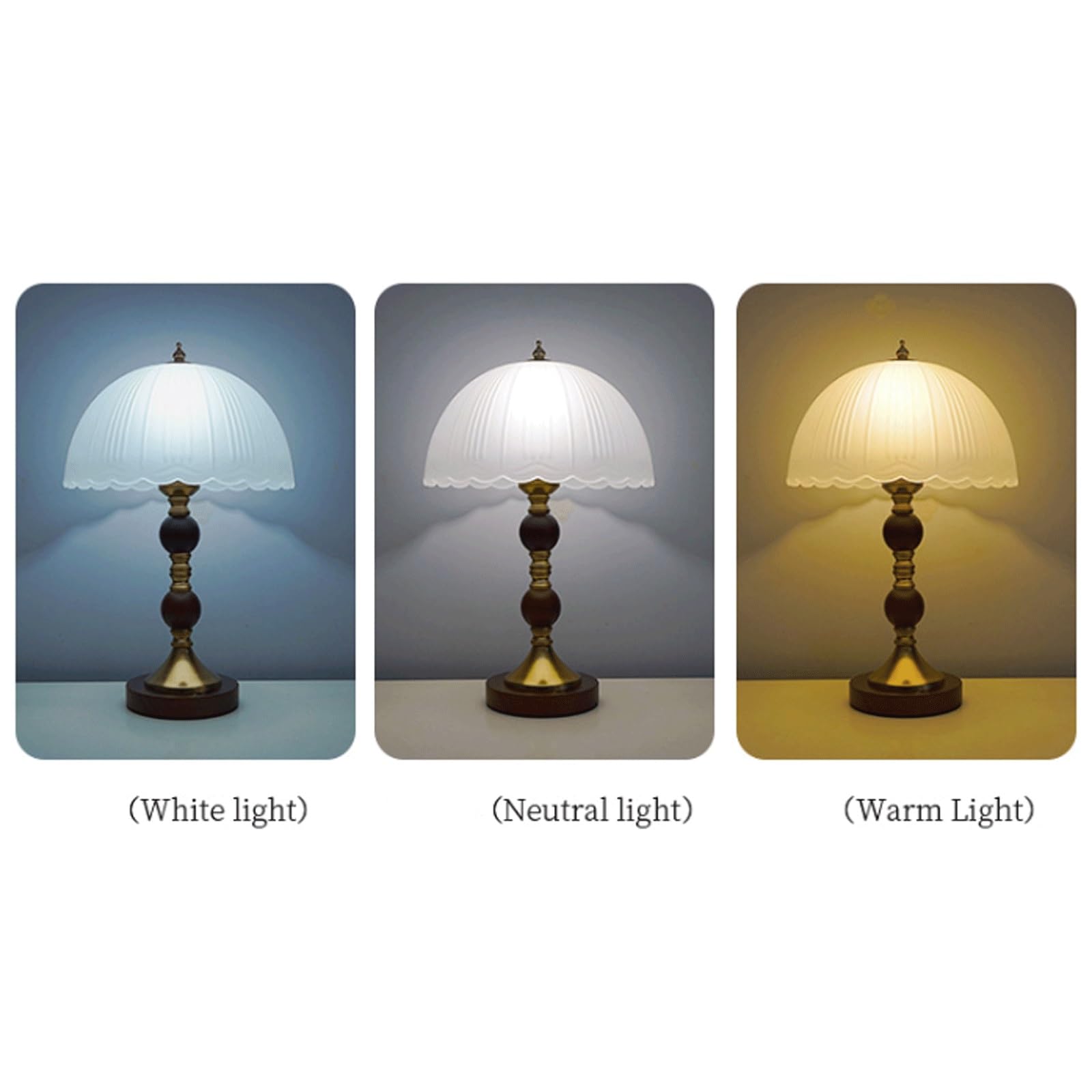 Lampa stołowa LED w stylu vintage, kreatywna lampa dekoracyjna, szklany klosz, lampki nocne do salonu, sypialni, drewniana podstawa lampa biurkowa