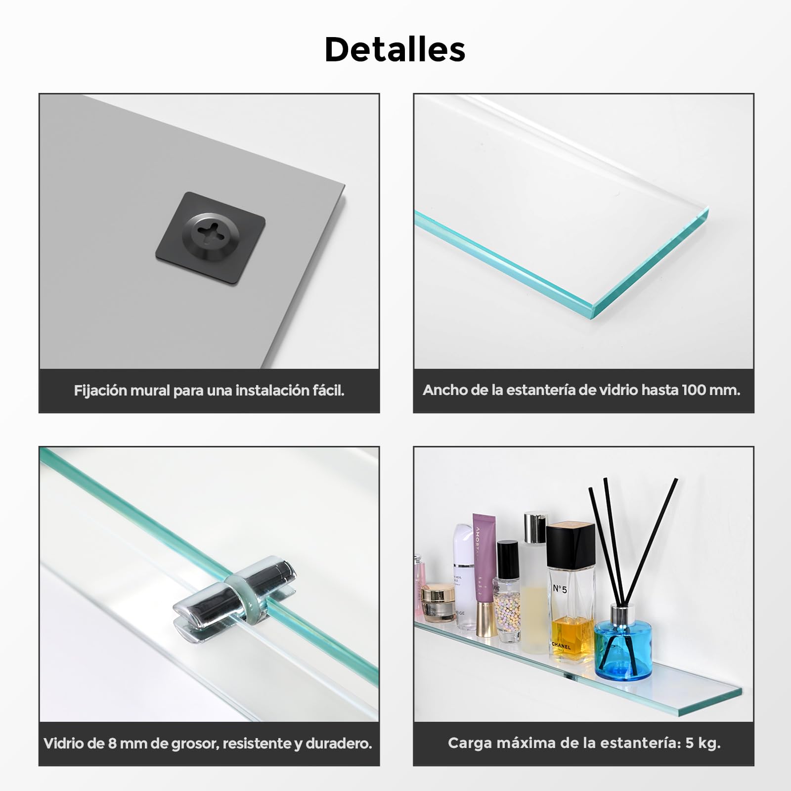 S'AFIELINA Espejo Baño con Estante 80x60 cm, Espejo de Pared | Espejo de Baño con Estante, Diseño Decorativo para Entrada, Dormitorio y Salón, Organizador de Pared Moderno