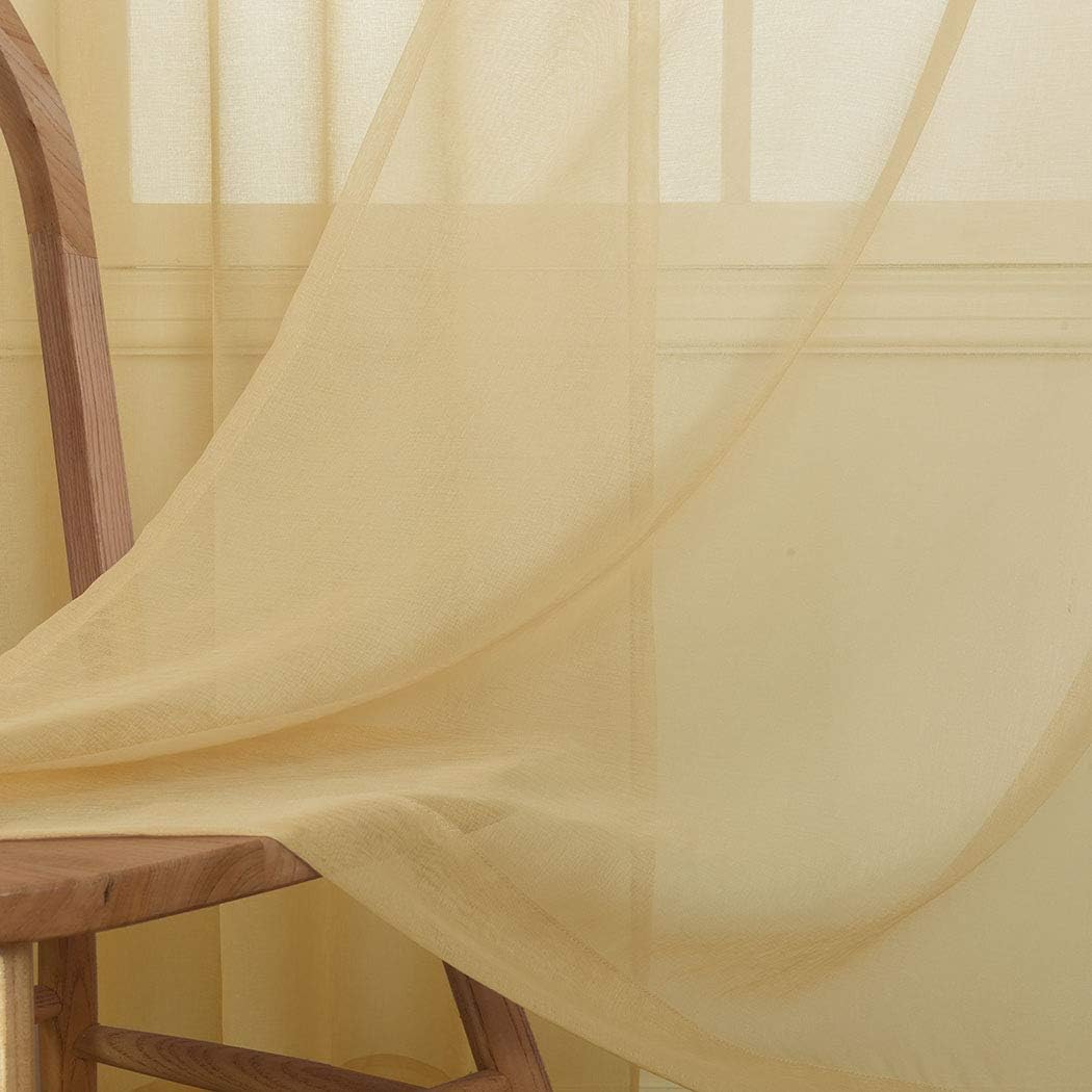 MYSTICHOME Taupe Sheer Curtains 84 Inches Long, Rod Pocket