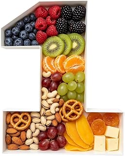 Plastic Charcuterie Number Fillable Serving Tray, Reuseable, 10 inch, Food Appetizer Tray, Birthday Anniversary Treat Party Decor (1 Shape)