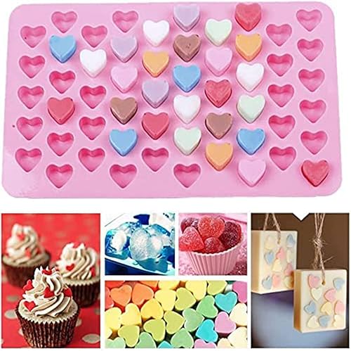 Miniatura 8 de Mini moldes de silicona con 55 cavidades para hornear, molde de cubitos de hielo en forma de corazón, moldes de caramelo de chocolate de San