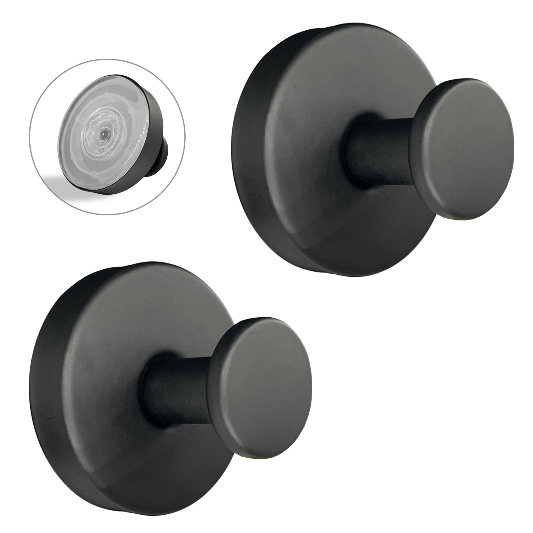 Welsa Suction Cup Hooks for Shower - Stainless Steel, Strong Suction, No Drill, Removable Hanger - Tile Bathroom Kitchen Wall, Glass Door, Mirror Hook Hanging Robe, Towel Holder (2 Pack, Matte Black) — image 1