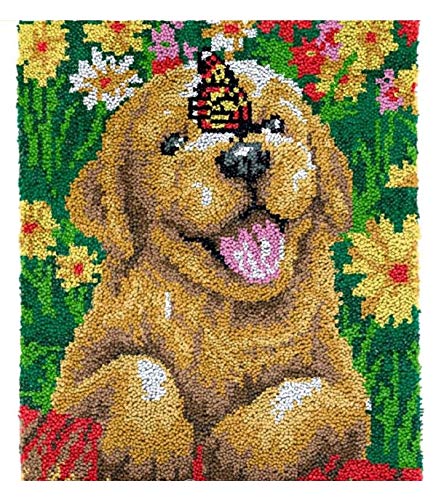 Kit crochet tapis Happy Puppy 61x81 cm pour canevas adulte loisir créatif