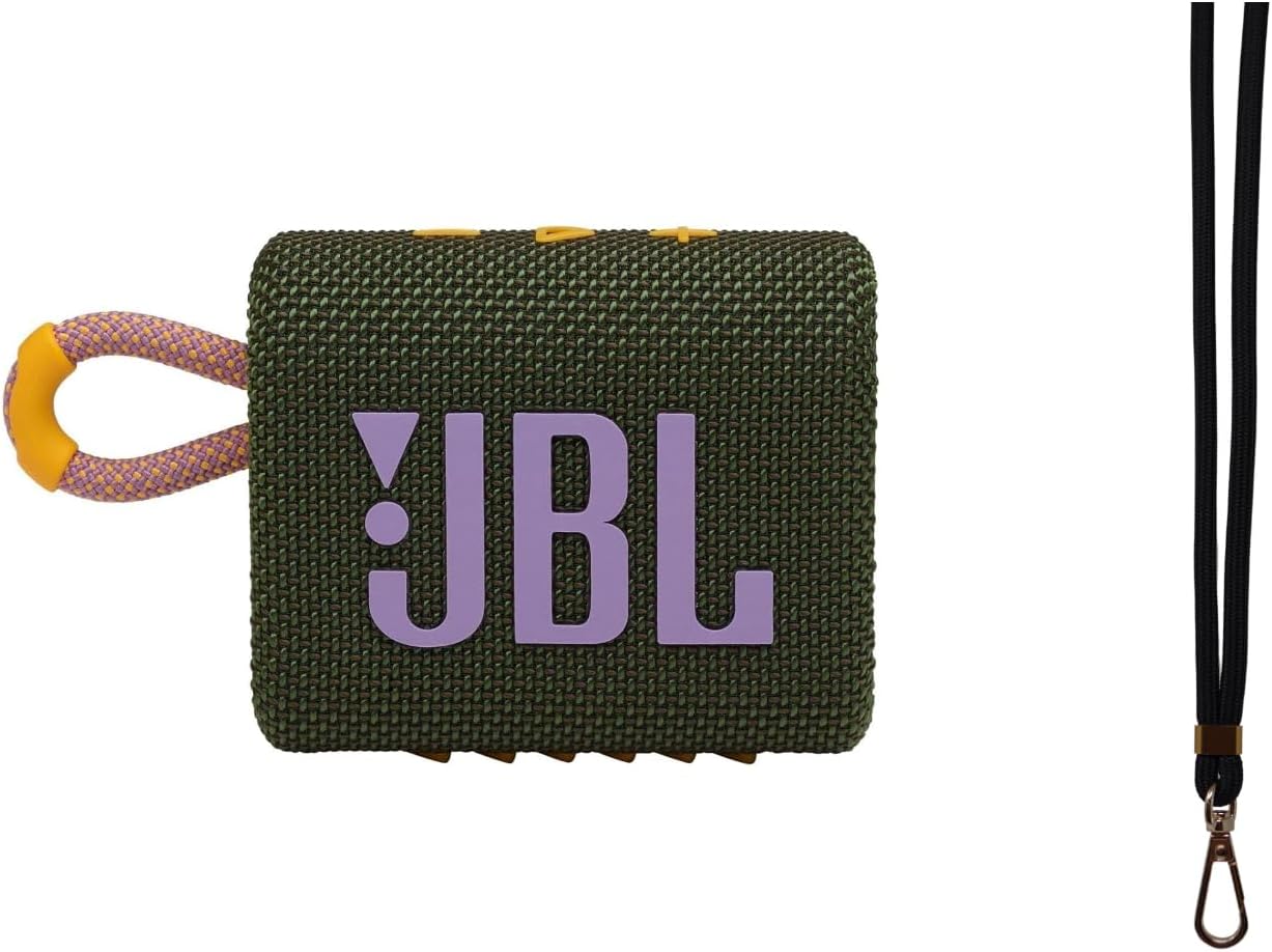 Go 3 Portable Waterproof Bluetooth Speaker, Green – Ultra-Compact, Bold Design, IP67 Waterproof & Dustproof, 5 Hours Playtime, Pro Sound + Durable Lanyard