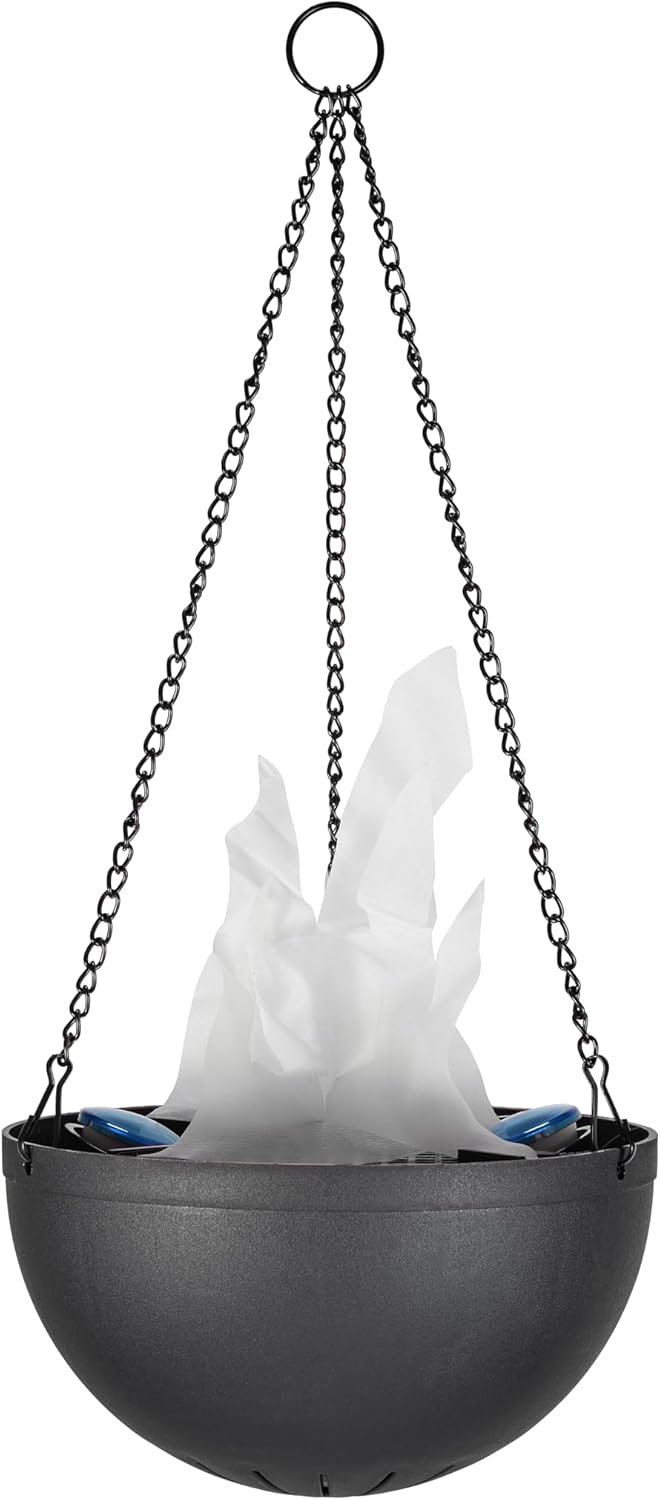 Aspen Creative 61168-24-1,LED Hanging Fire Flame Light Prop for Halloween,Christmas and Party Decor,Black Finish,Blue Flickering Light Effect