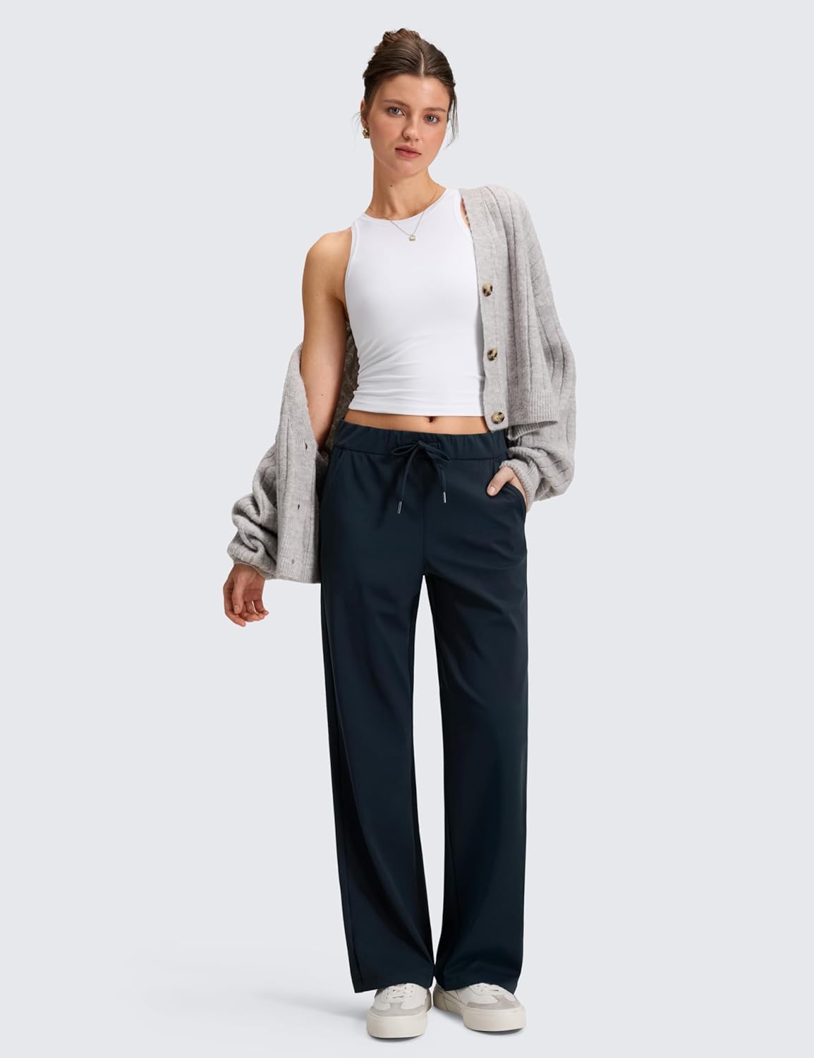 CRZ YOGA 4-Way Stretch Casual Pants for Women 30" - Straight Leg with Pockets for Work Dress Travel - Image 3