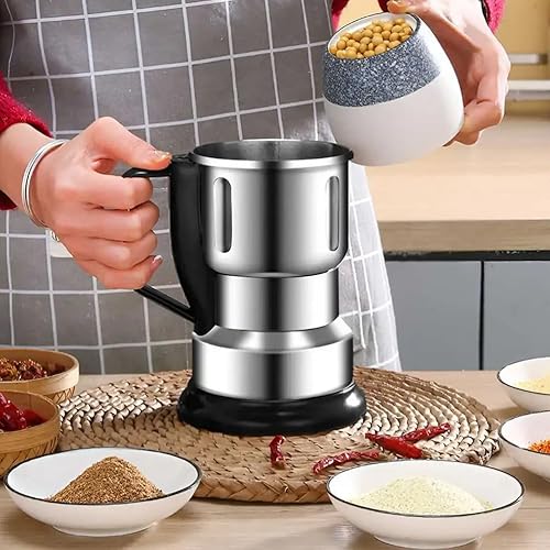 Miniatura 8 de Molinillo de café eléctrico de alta potencia y picador de hierbas con asa, procesador de alimentos pequeño multifuncional de bajo ruido para granos