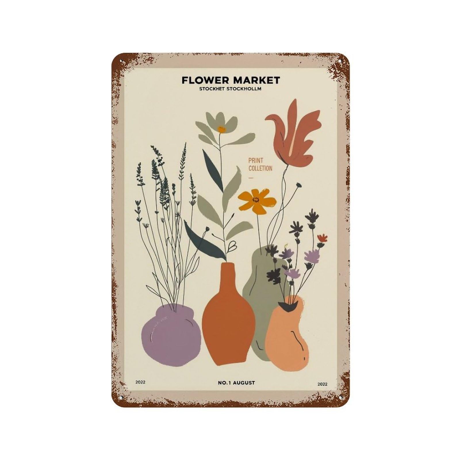 FHUYEURHRY Flower-Market-Stockholm_02 Wall Decor Retro Iron Vintage Art Metal Tin Sign Poster Modern Home Cofffee Club Art Bar Shop Decorations Style 30x20cm