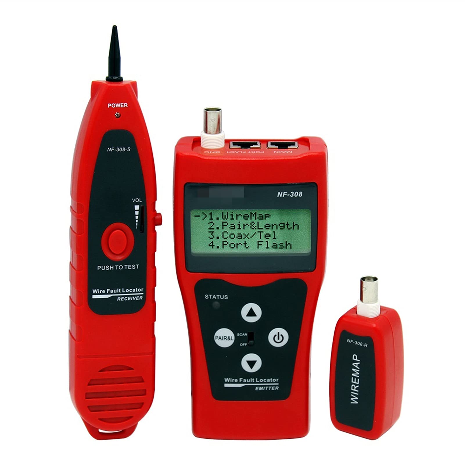 Detector de pared, Probador de cable de monitoreo de red NF-308 Localizador de fallas de alambre LAN Red coacial LAN 5E, 6E Probador de longitud del cable(F-308R)