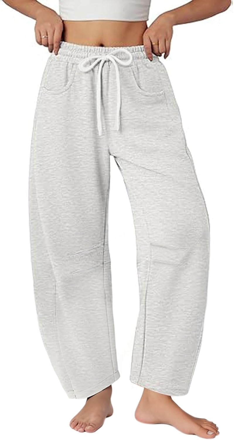 loveimgs Women Baggy Wide Leg Barrel Sweatpants Elastic Waist Pull On Barrel Pants Ankle Lounge Pants Drawstring Boyfriend