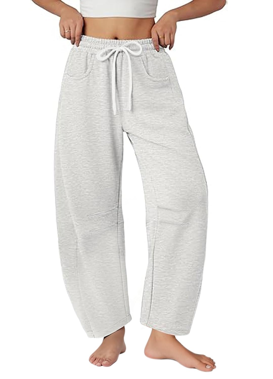 loveimgs Women Baggy Wide Leg Barrel Sweatpants Elastic Waist Pull On Barrel Pants Ankle Lounge Pants Drawstring Boyfriend