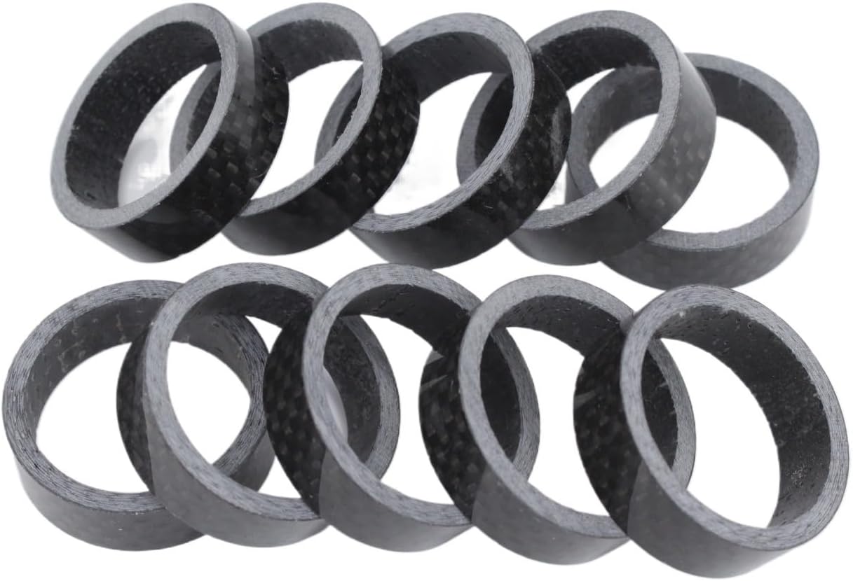10 Pcs 10mm Road Bike 3K Full Carbon Fibre Headsets Washer Mountain Bicycle Stem Carbon Spacers Bike Parts for Bikes