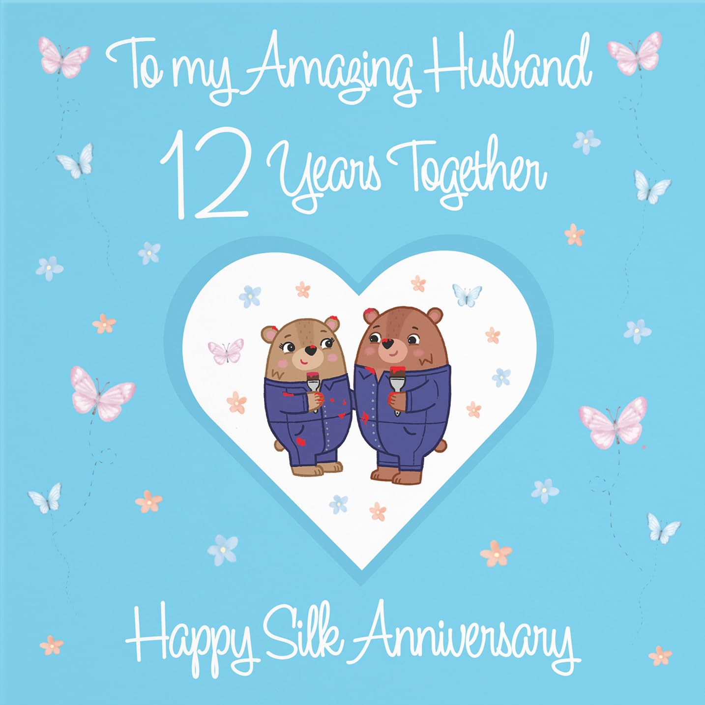 Hunts England, Husband 12th Anniversary Card, 12 Years, Silk Anniversary, Romantic Meadows, Fun Card - Image 2