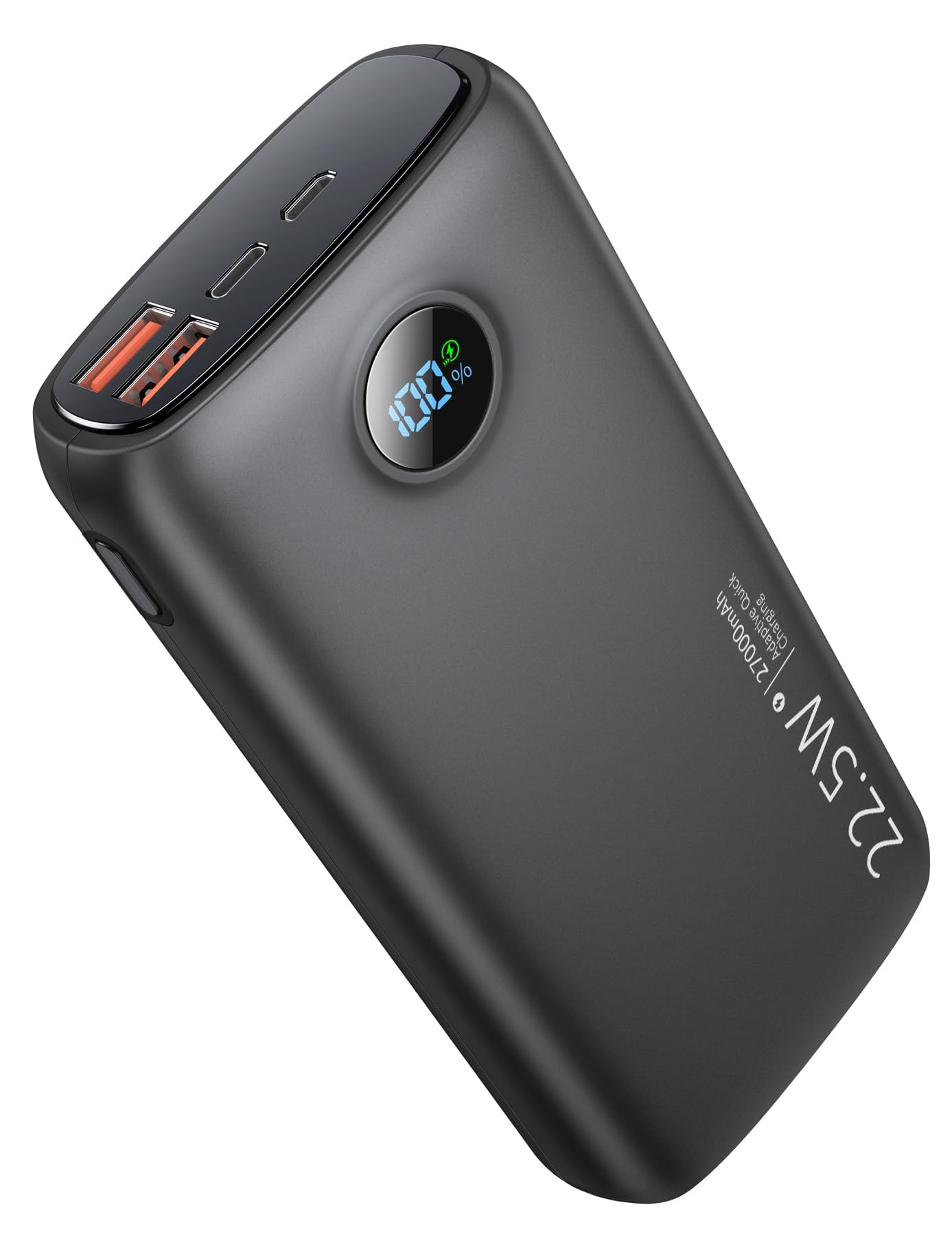 Power Bank SNOMH 27.000mAh Con Ricarica Rapida 22,5W PD3.0 QC4.0 – 3 Uscite, Display Digitale, Torcia LED, Per Cellulari E Tablet