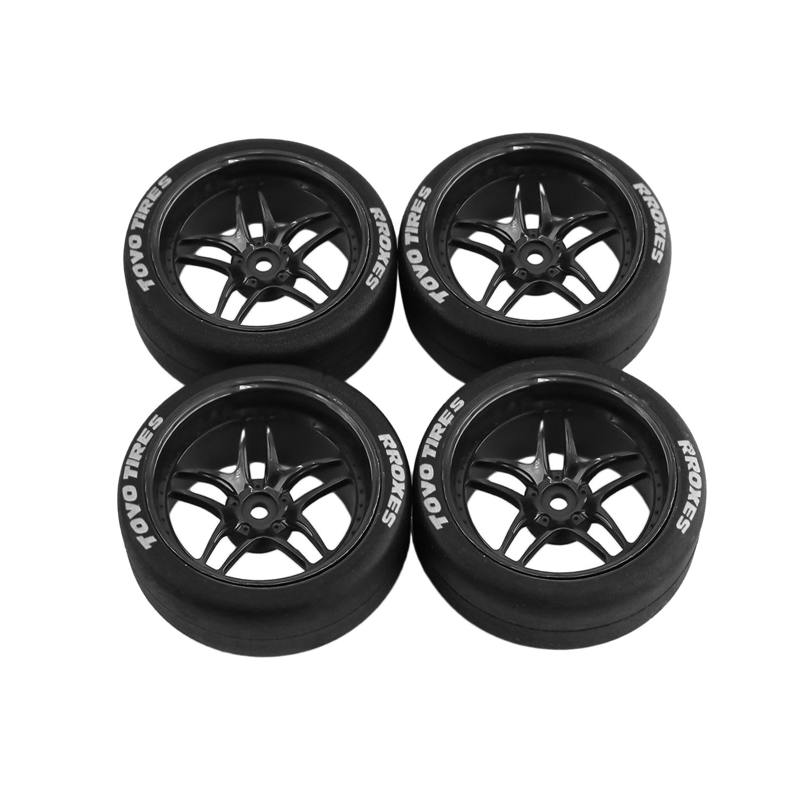 Harilla 4 Stück RC Auto Gummi Reifen, Gummi-Driftreifen, 12 mm Nabe Ersatzteile Verschleißfest Langlebig für XV01 1:10 RC Elektrische Touren Auto Ersetzt Reparatur zubehör, Schwarz