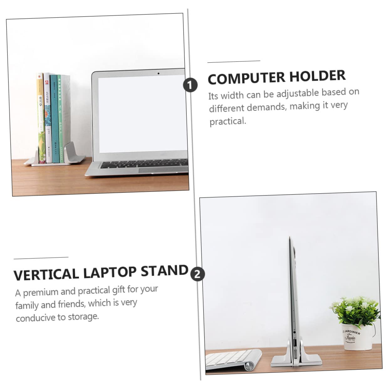 Argento Supporto Verticale in Lega di Alluminio Regolabile Laptop