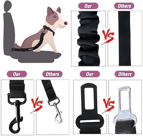 Miniatura 4 de COOYOO Cinturón de seguridad para perro, juego de 3 piezas retráctil, cinturones de seguridad ajustables para vehículo, nailon para mascotas,