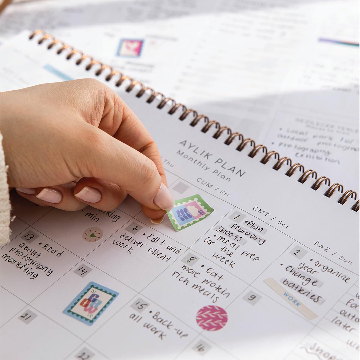 PAPERORA Süresiz Haftalık Spiralli Masaüstü Planlayıcı 24x34 cm - Desk Planner Siyah