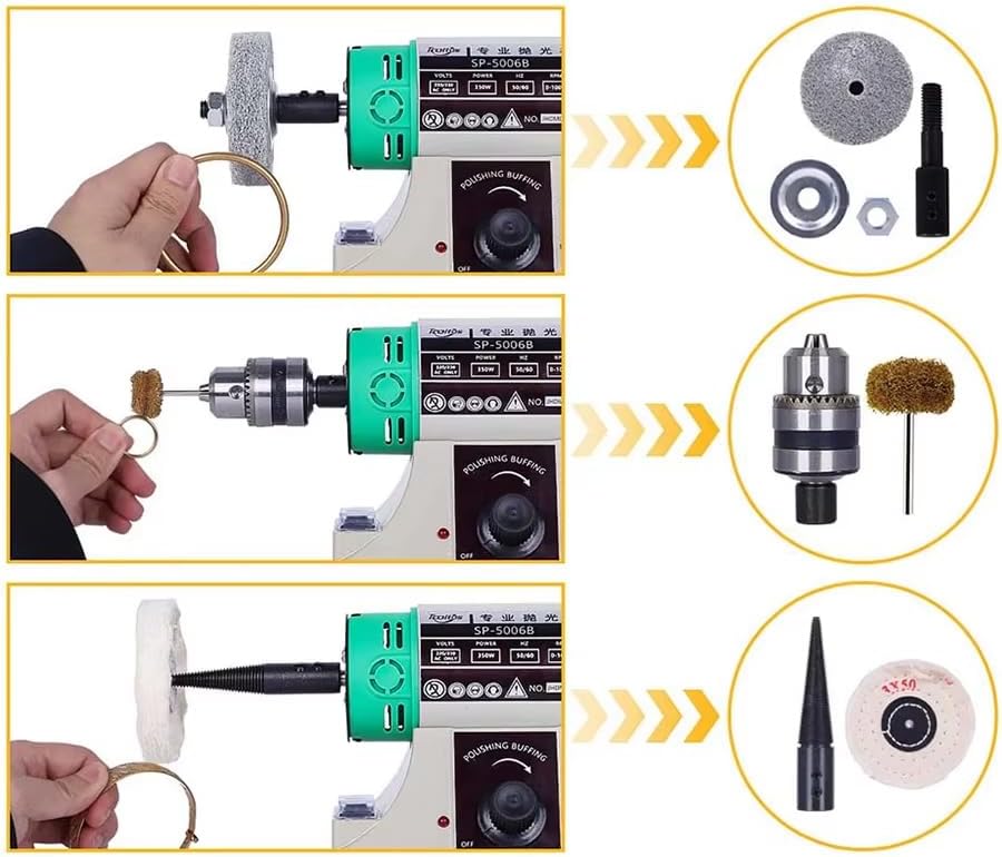 iDili 0-10,000 RPM Multifunction Desktop Bench Lathe Polisher - Adjustable Speed Jewelry Polishing Grinding Metal Deburring Tool