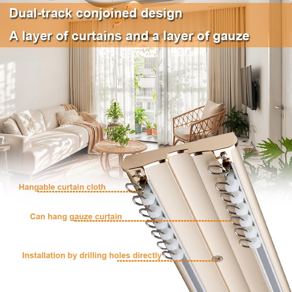 Cichy podwójny aluminiowy system szyn do drzwi przesuwnych do stodoły, 1,6 m / 5.2ft, montowany na suficie, do sypialni, salonu, okna, hotelu, gładka i cicha praca