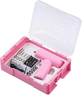 サンワダイレクト 電動ドライバー USB-C充電式 収納ケース付き 26-in-1 ビット 26種類 LEDライト付き コードレス 軽量 小型 ピンク 800-TK055P