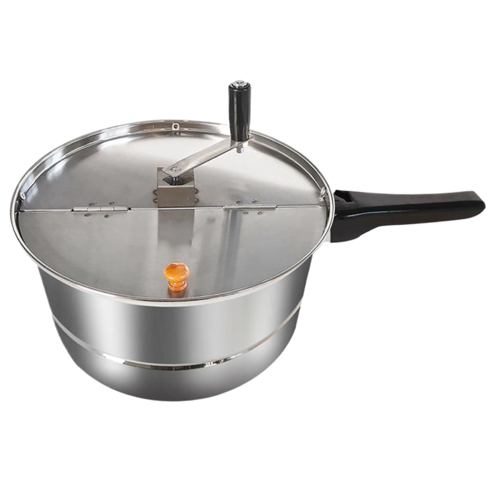 Maker del fabricante de palomitas de palomitas de palomitas de palomitas de palomitas de palomitas, fabricante de palomitas de palomitas de maíz de acero inoxidable antiadherente, mango y tapa de gom